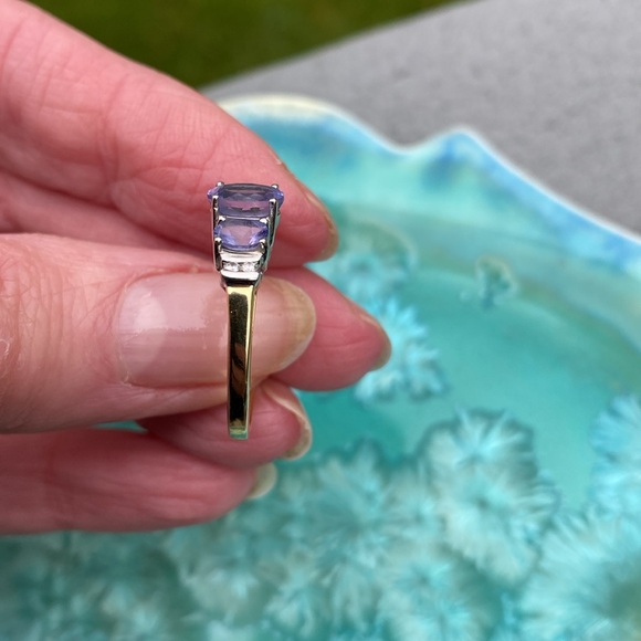 14K Yellow & White Gold Purple Stone (Tanzanite?) & Diamond Ring THL Approx 7 - Picture 6 of 16